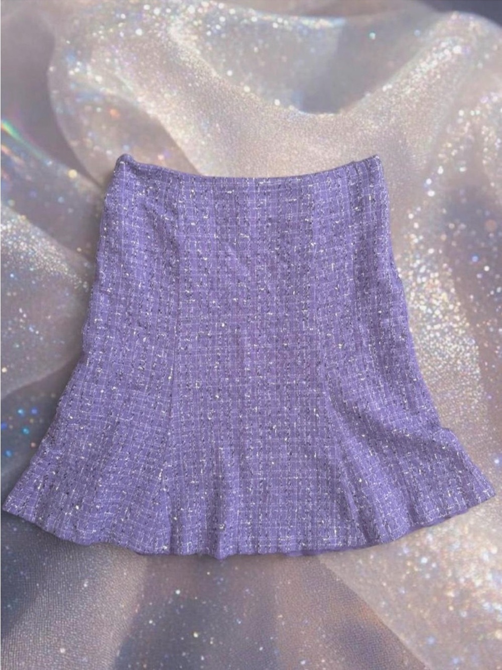 Rafaella Vintage 90s Lavender Wool Blend Tweed Skirt Preppy Coquette Flared